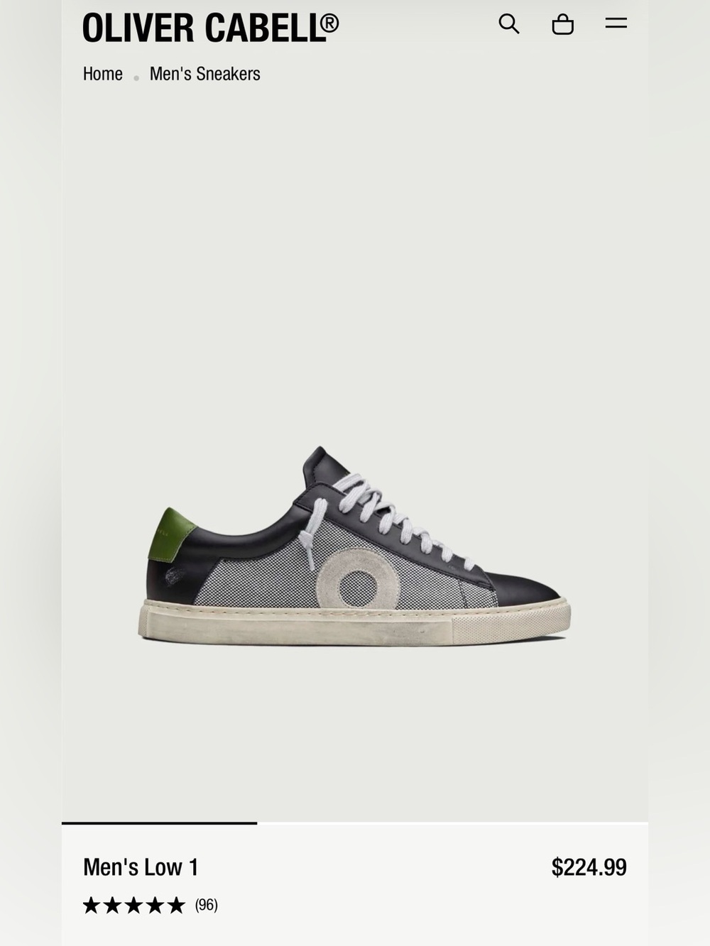 Oliver Cabell Low 1 Men’s Sneakers Size 46 Black Gray Green Made in Italy